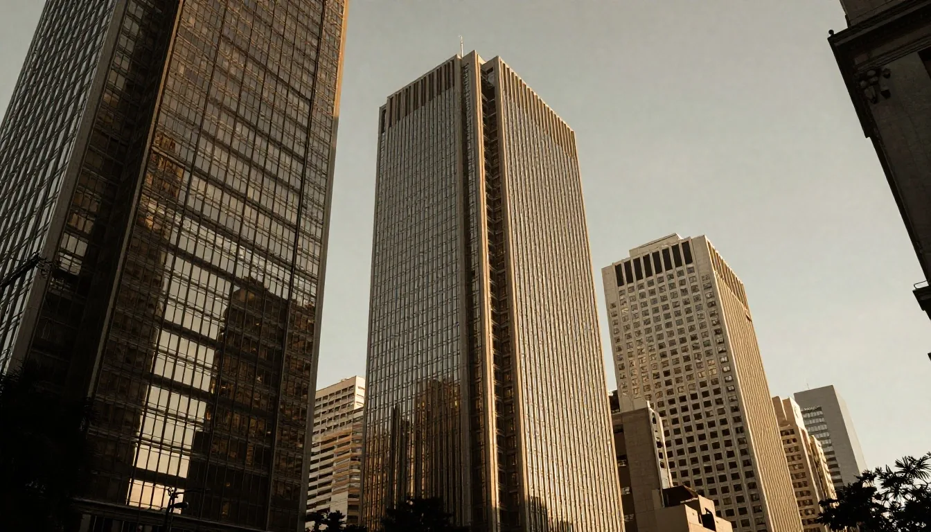 Torres del distrito financiero de Buenos Aires al atardecer