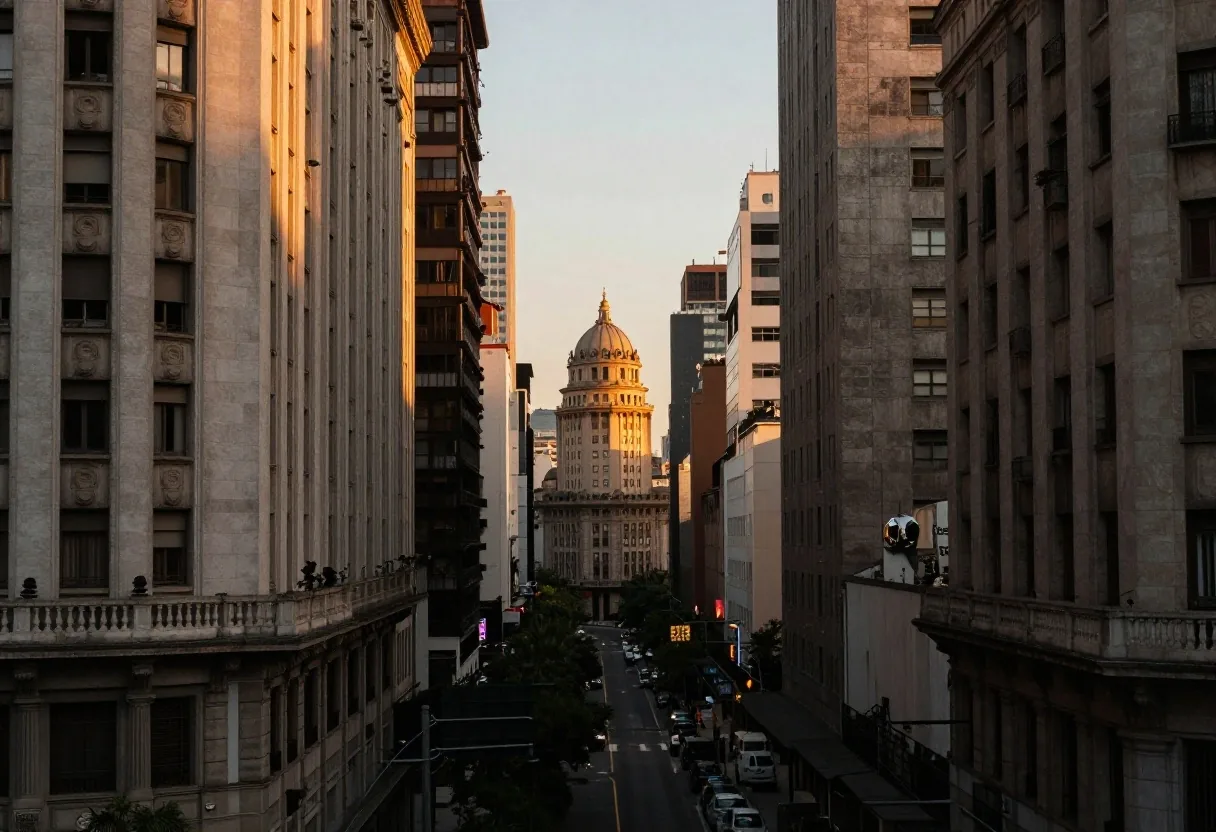 Distrito financiero de Buenos Aires al atardecer